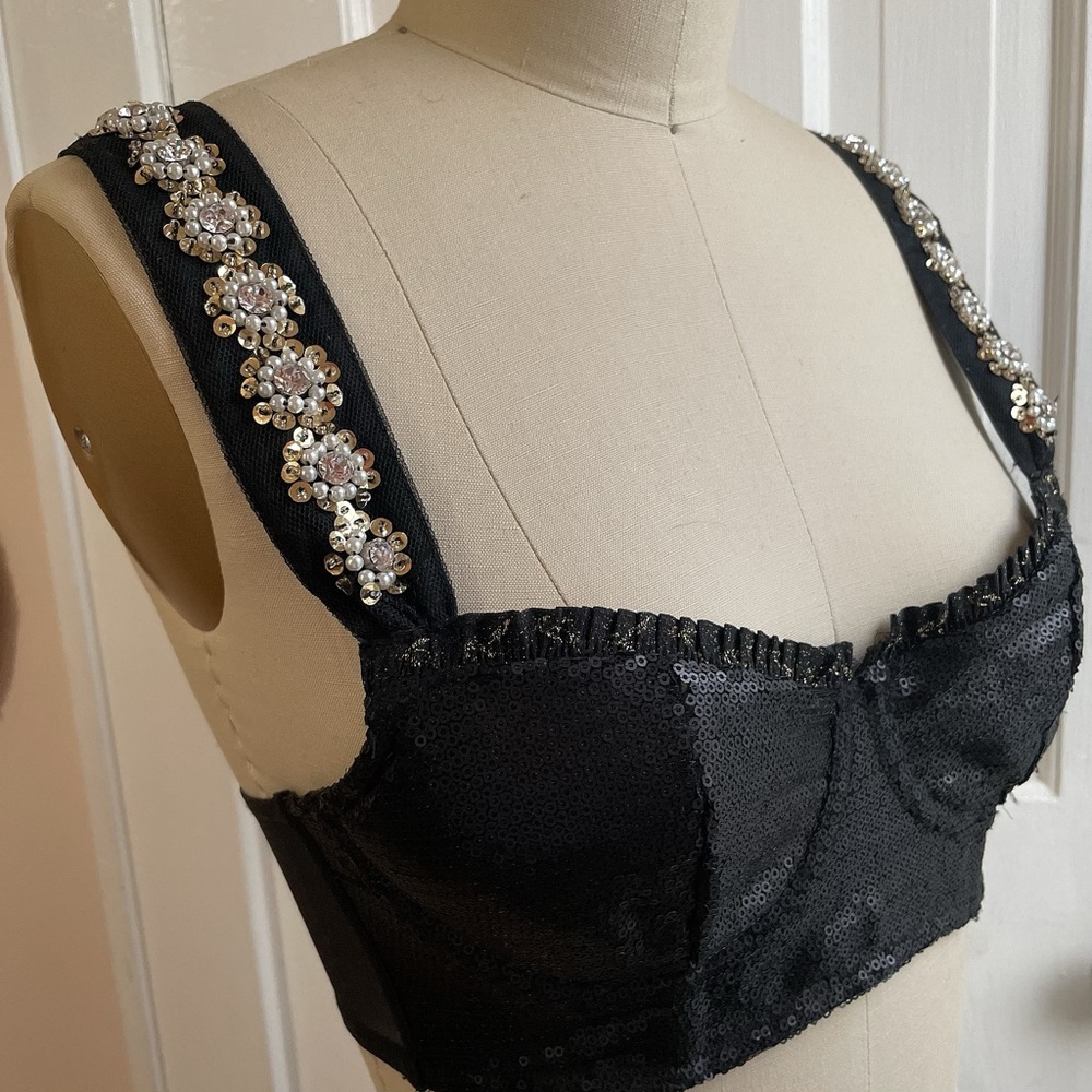 Handmade embellished sequin and jewel bustier .One of a kind.Original creation.